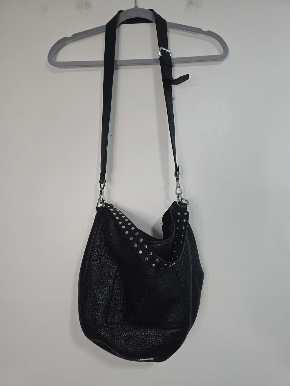 Rebecca Minkoff Black Pebbled Leather convertible hobo bag